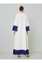 Cream Tie-Up Neck Jalabiya with Contrast Trim - 5