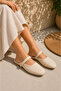 Tweed Textured Buckle Slippers Cream - 2