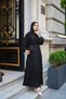 Women's Collar Tie Detailed Waist Tie Dress Black - 2