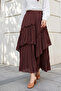 Elastic Waist Layered Voile Skirt – Dark Burgundy