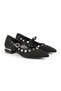 Women's Babet Black Nubuck Pointed Toe Metal Encapsulated Mary Jane Short Heeled Stylish Shoes L085.K1419 - 3