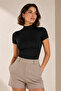 Women's Half Turtleneck Short Sleeve 2-Piece Basic Undershirts - 95% Cotton - 2
