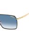 UV Protected Sunglasses Gold & Black Frame Dk Blue Shaded Mirror Lens 56mm - C-356/S-RHL - 5