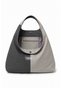 Women's Smoked Stone Color Block Parachute Fabric Casual Daily Bag with Inner Pocket, Snap Fasteners, Large Volume, Hand and Shoulder Bag - 7