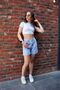 Ice Snow Pearl Detailed Slit Mini Denim Shorts - 5