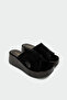 Pafu Genuine Leather Women's Black Thick Sole Slippers - 2