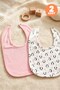 Baby Girl 2-Piece Cotton Bib with Penguin Pattern and Snap Fasteners, Double Layer, Skin-Friendly (684301)