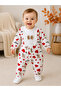 Baby Girl Cotton Printed Long Sleeve Ruffle Detailed Heart Patterned Baby Romper
