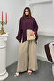 Women's Scarf Collar Asymmetrical Bat Sleeve Loose Poncho Blouse 6019 - Plum - 5