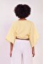 Women's front tie crop blouse - yellow - 3