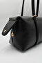 Women's Black Long Handle Bag with Snap Detail and Internal Eyelet Lining for Hand, Arm, and Shoulder Use - 3