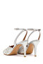 Women's Silver Ankle Buckle Stone Detailed Thin Heeled Leather Sandals 26Sfd121414 - 8
