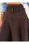 Premium Bondit Fabric Belt Detailed Asymmetrical Cut Midi Skirt - 2
