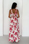 Women's Floral Print Low Back V-Neck Sleeveless Long Summer Maxi Dress - 4