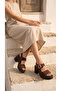 Side Buckle, Closed Side, Women's High Padded Heel Slippers, Sandals, Shoes - 8