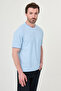 Textured Slim Fit Crew Neck Short Sleeve Men's T-Shirt Blue - 36886.26Y - 5