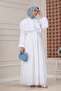 Ruffle Detailed Roza Hijab Dress-White - 2