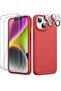 5 in 1 Silicone Case for iPhone 14 6.1-Inch with Screen and Camera Protectors (Red)