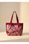 Burgundy Botanical Hand-Painted Canvas Tote Bag - 3