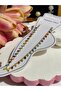 Cıvıl Cıvıl Colorful Steel Anklet with Dangle Bead Detail - Summer Anklet (Elegant Chain) - 2