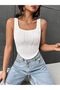 Summer Knitted Stretchy Slim Fit Square Neck Crop Top - 2