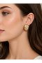 Brass Gold Color Zircon Stone Spiral Model Women's Earrings - 2