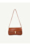 Women's Lock Closure Baguette Hand and Shoulder Bag