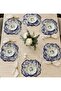6-Piece French Vintage Peasant Pattern Navy Blue American Service Set - 2