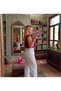 Women's Ruffle Lace-Up Blouse - Linen Textured Summer Sleeveless Strap Blouse - 3