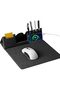 Wireless Charging Mouse Pad with Desk Organizer, 3-in-1 Tech Gift for Men, Black