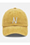 Yellow Embroidered Washable Vintage Unisex Hat with Letter N