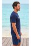 Men's Navy Blue "Delusion" Printed Crew Neck Short Sleeve T-Shirt and Shorts Combination Set - 2
