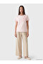 Nevavm Women's T-Shirt with Oval Collar Embroidery and Difference Design - 2