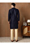 Mens Self Design Jacquard Silk Kurta Set - 2