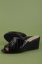 Women's Genuine Leather Wedge Heeled Slippers Vdt.2020 Black Patent Leather - 7