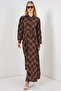 Women's Buttoned Long Hijab Dress 1548 - Brown - 4
