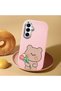 Samsung Galaxy A16 Compatible Case with Camera Protection Pink Silicone Couple Phone Case with Teddy Bear Pattern - 2