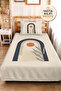 Geometric Cream Young Room Single Pique Set - Bohemian Navy Blue 160X220 cm Quilted Bedspread