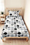 Geometric Gray Young Room Single Pique Set-Modern Black and White 160X220 cm Quilted Bedspread - 4