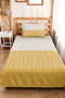 Yellow Striped Modern Young Room Single Pique Set - Geometric 160X220 cm Quilted Bedspread - 4