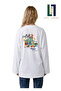 Summer Vibe Themed Wide Sleeve Oversize Long Sleeve White Tshirt 100% Cotton Summer T-Shirt