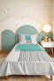 Mint Geometric Modern Young Room Single Pique Set - Striped Anthracite 160X220 cm Bedspread - 6