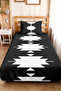 Black Geometric Youth Room Single Pique Set - Modern Ethnic 160X220 cm Quilted Bedspread - 5