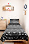 Black Geometric Youth Room Single Pique Set - Bohemian White 160X220 cm Quilted Bedspread - 6
