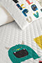 Monster Alphabet Children's Room Single Pique Set - Colorful Educational 160X220 cm Quilted Bedspread - 3