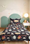 Airplane Balloon Navy Blue Children's Room Single Pique Set - Cloudy Retro 160X220 cm Bedspread - 5