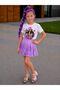 Girl's Kpop Printed Huntrix Demon Slayers Printed T-Shirt + Black Shorts Skirt (Skirt Thin Fabric)+Rumi Purple Glitter Hair+Face Stone+Hair Powder Set Party Birthday Girl's Clothing - 5
