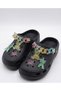 Black Girls' Slippers with Charm Decorations and Colorful Chain Detail, Lightweight Daily Summer Children's Slippers