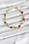 Brass Gold Color Red Zircon Stone Flower Model Women's Bracelet - Ebj260701W44130