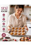 12-Piece Mini Muffin Mold Silicone 12-Cavity Cupcake Cake Mold Non-Stick Flexible Beige